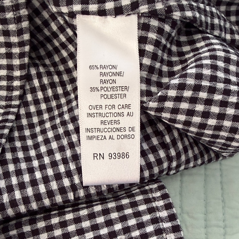 Casual Corner Black and White Gingham Button Down Shirt - Picture 3 of 4